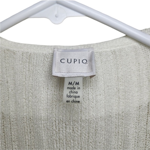 EUC White Cupio Cardigan lightweight sweater Medium Ruffle Beauty Anthropologie - Picture 5 of 5